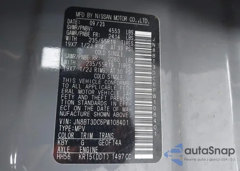 2023 Nissan Rogue Platinum Fwd z USA, uszkodzony, nr VIN JN8BT3DC6PW108401